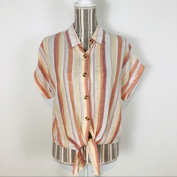 Thread & Supply Tops - NWT Thread & Supply linen blend striped top Large